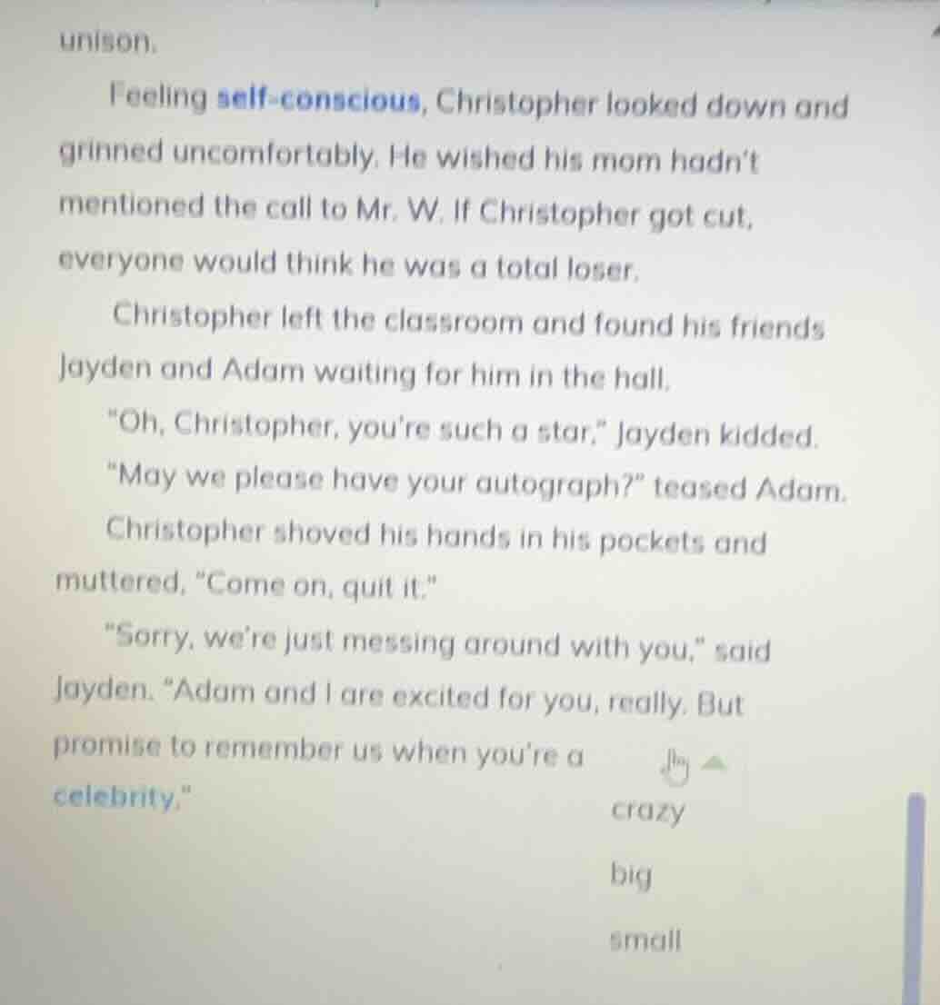 unison. feeling self-conscious, christopher looked down and grinned unc…