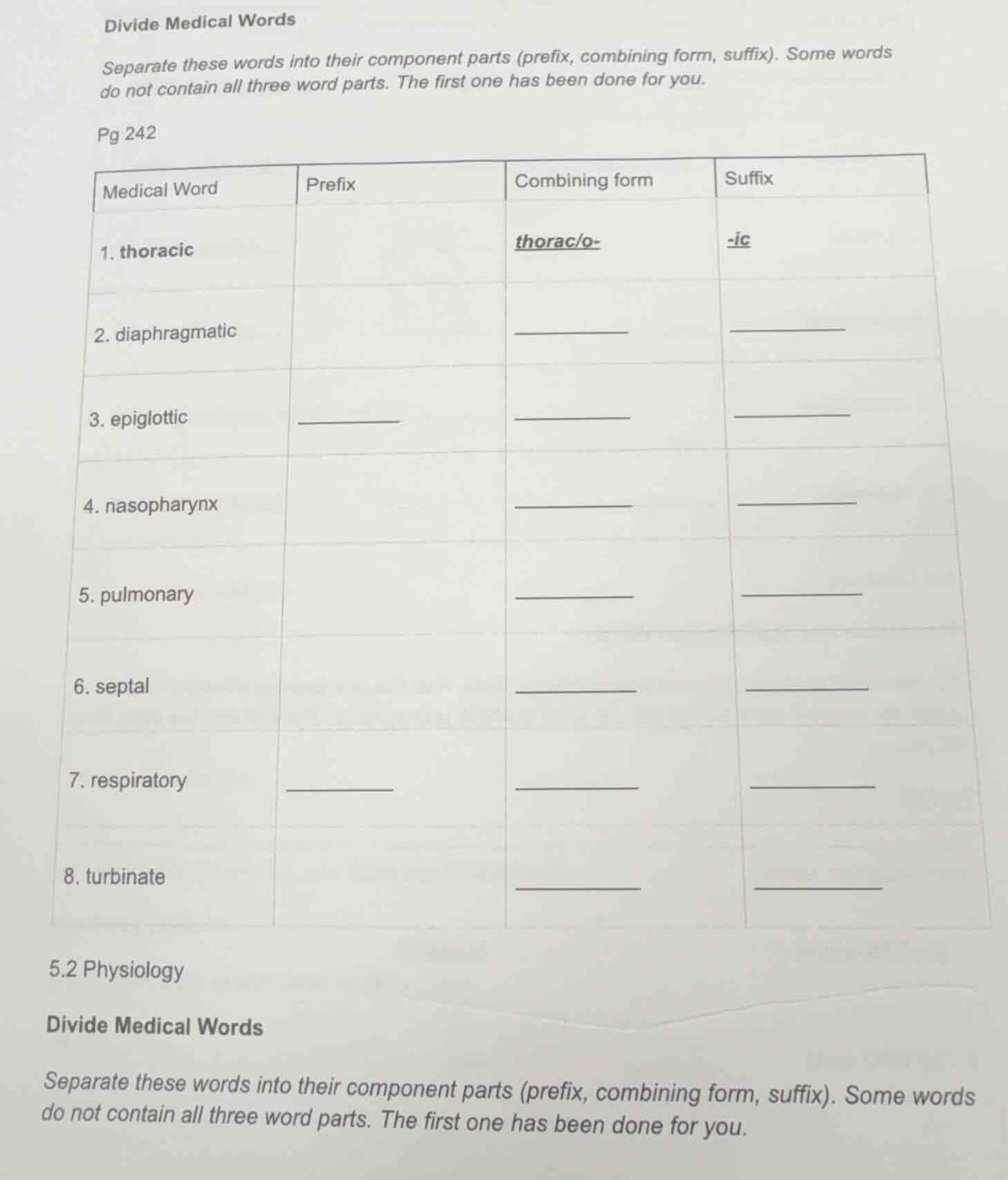 divide medical words separate these words into their component parts (p…