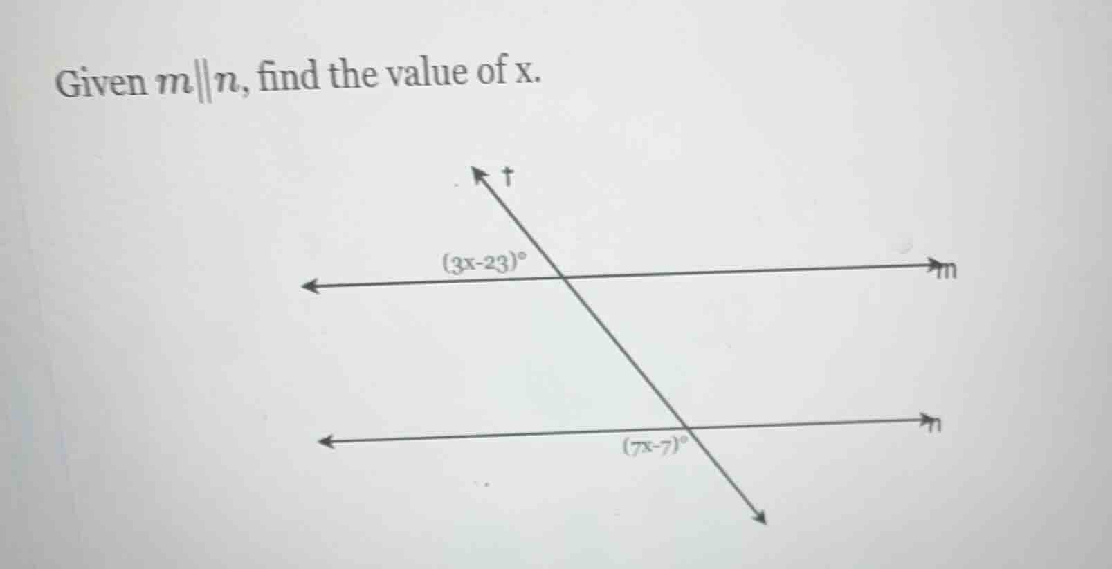 given $m\\parallel n$, find the value of x.