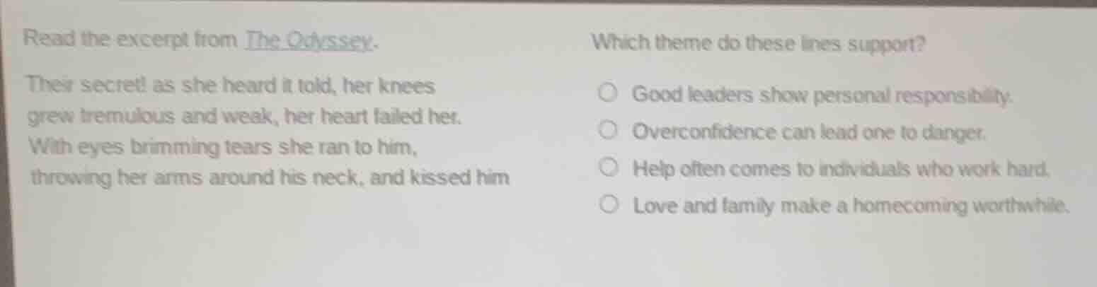 read the excerpt from the odyssey. their secret! as she heard it told, …