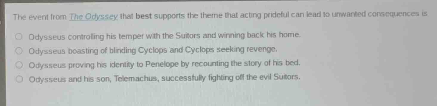 the event from the odyssey that best supports the theme that acting pri…