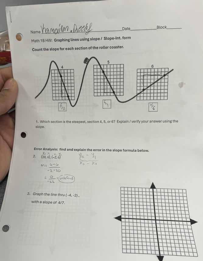 name ________ date ________ block ________ math 1b hw: graphing lines u…