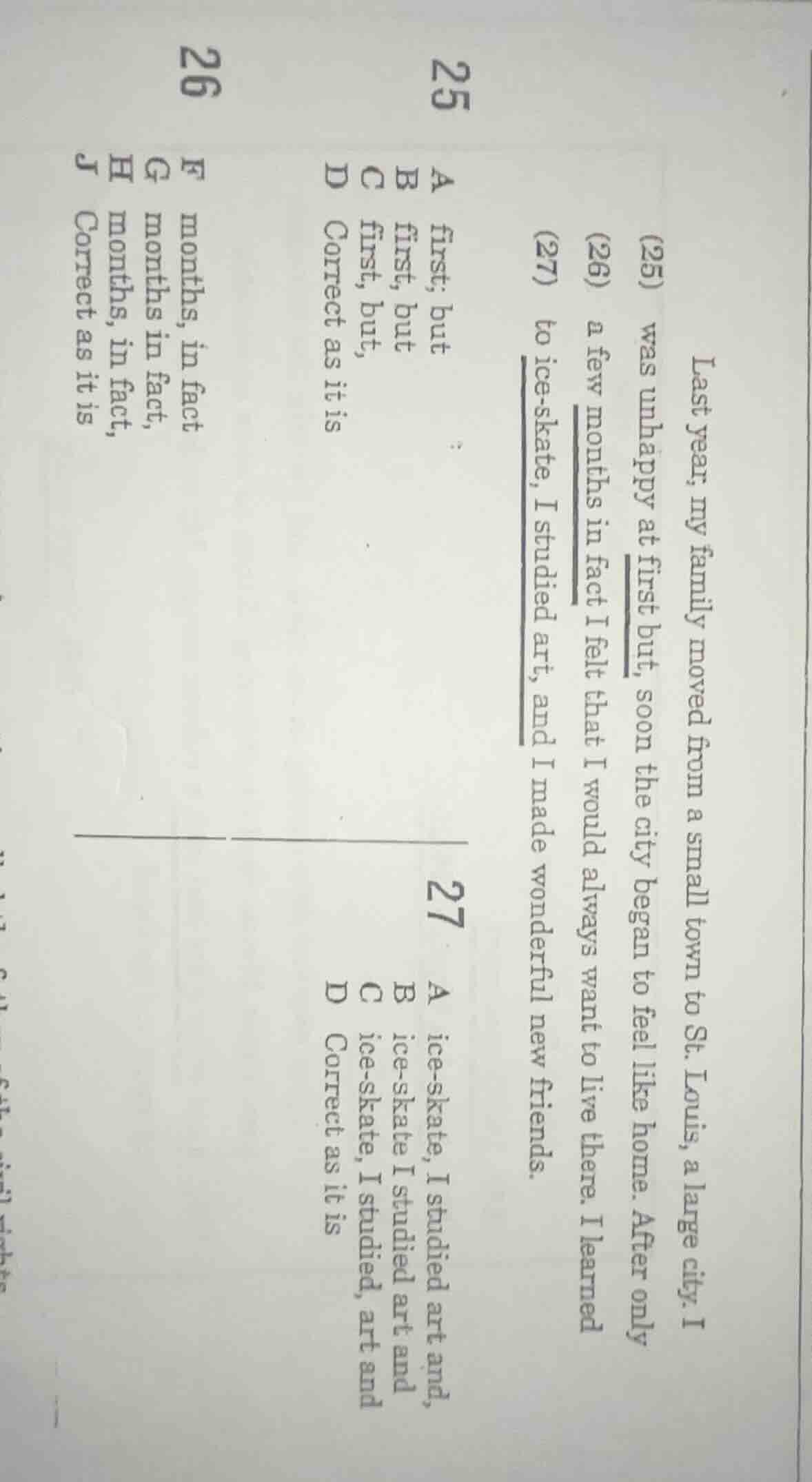 last year, my family moved from a small town to st. louis, a large city…