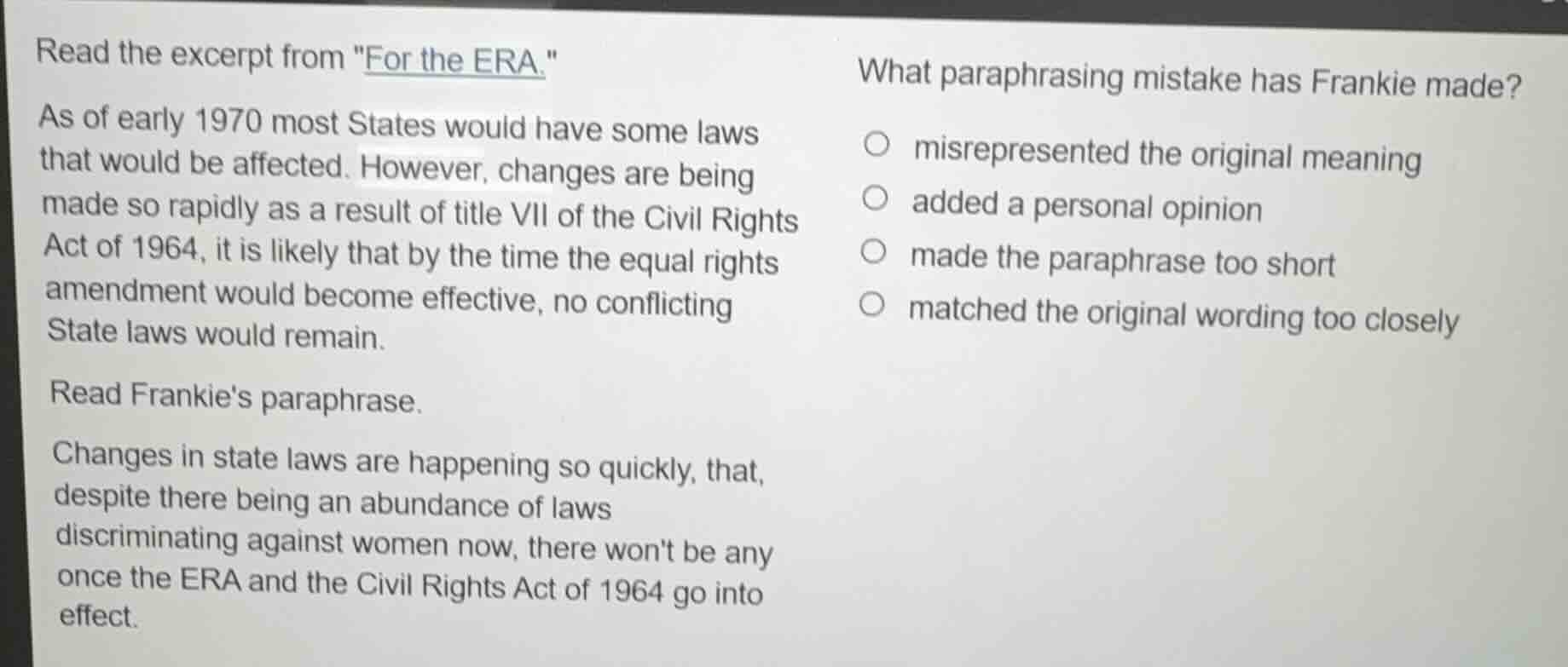 read the excerpt from \for the era.\ as of early 1970 most states would…