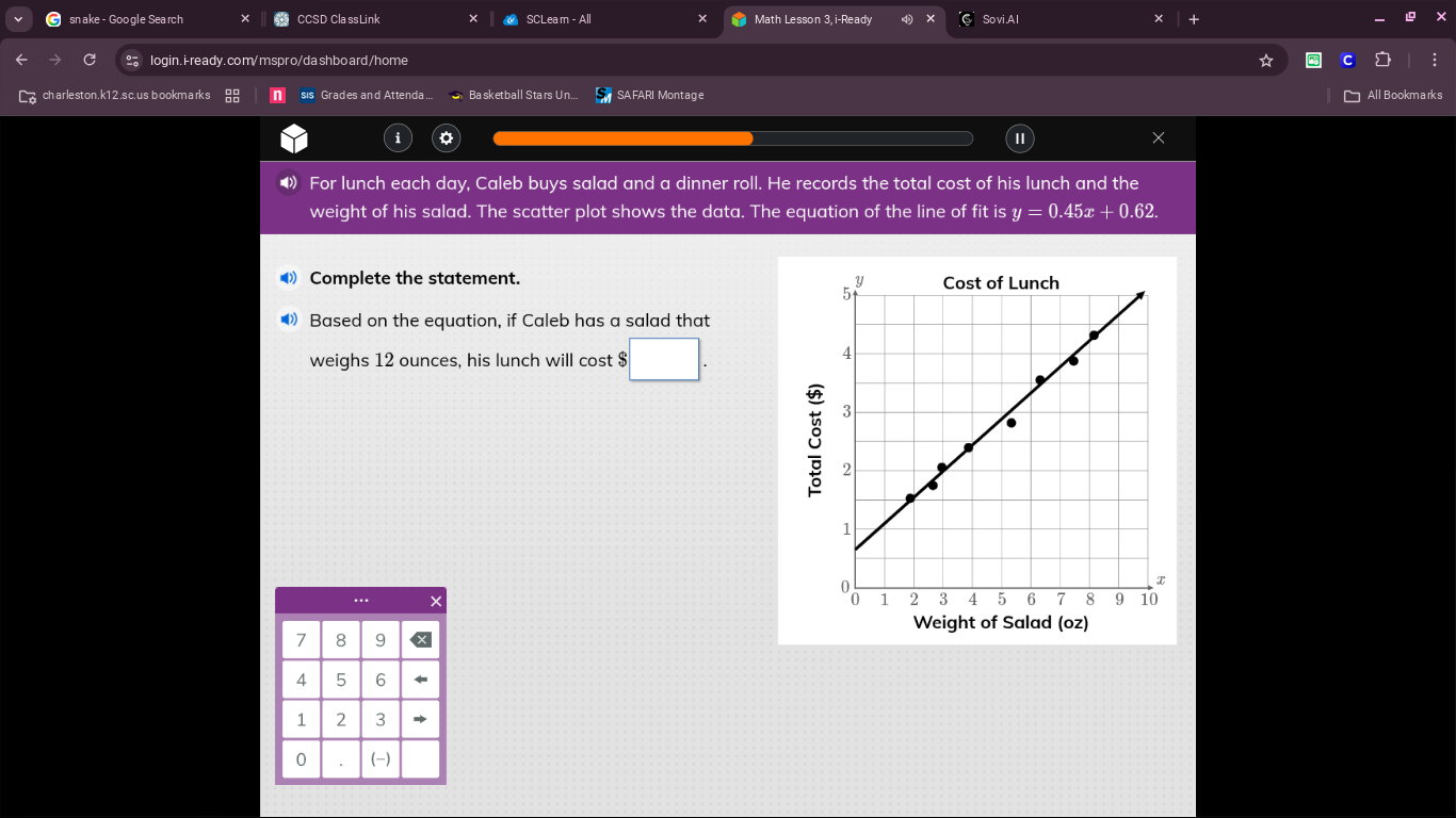 for lunch each day, caleb buys salad and a dinner roll. he records the …