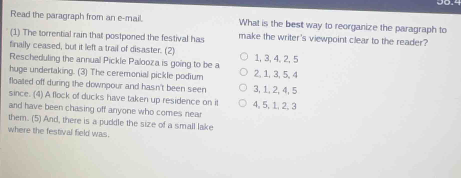 read the paragraph from an e-mail. (1) the torrential rain that postpon…