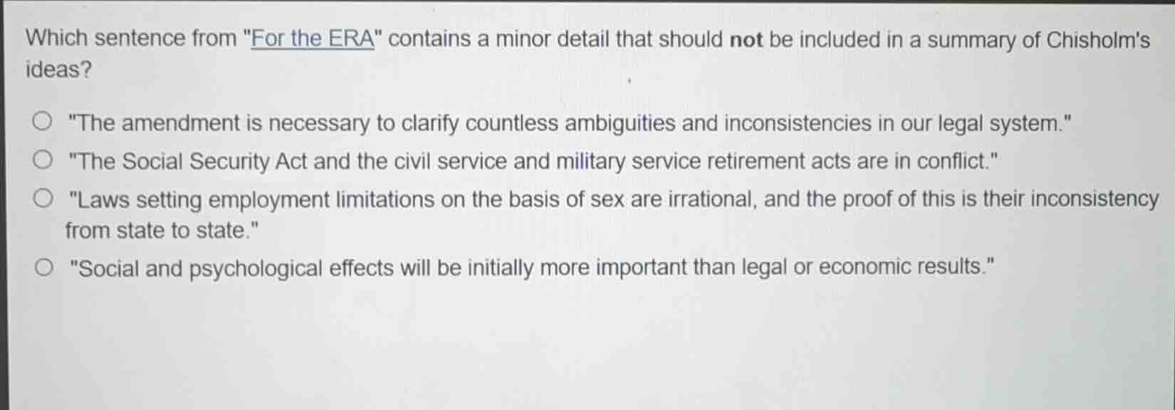 which sentence from \for the era\ contains a minor detail that should n…