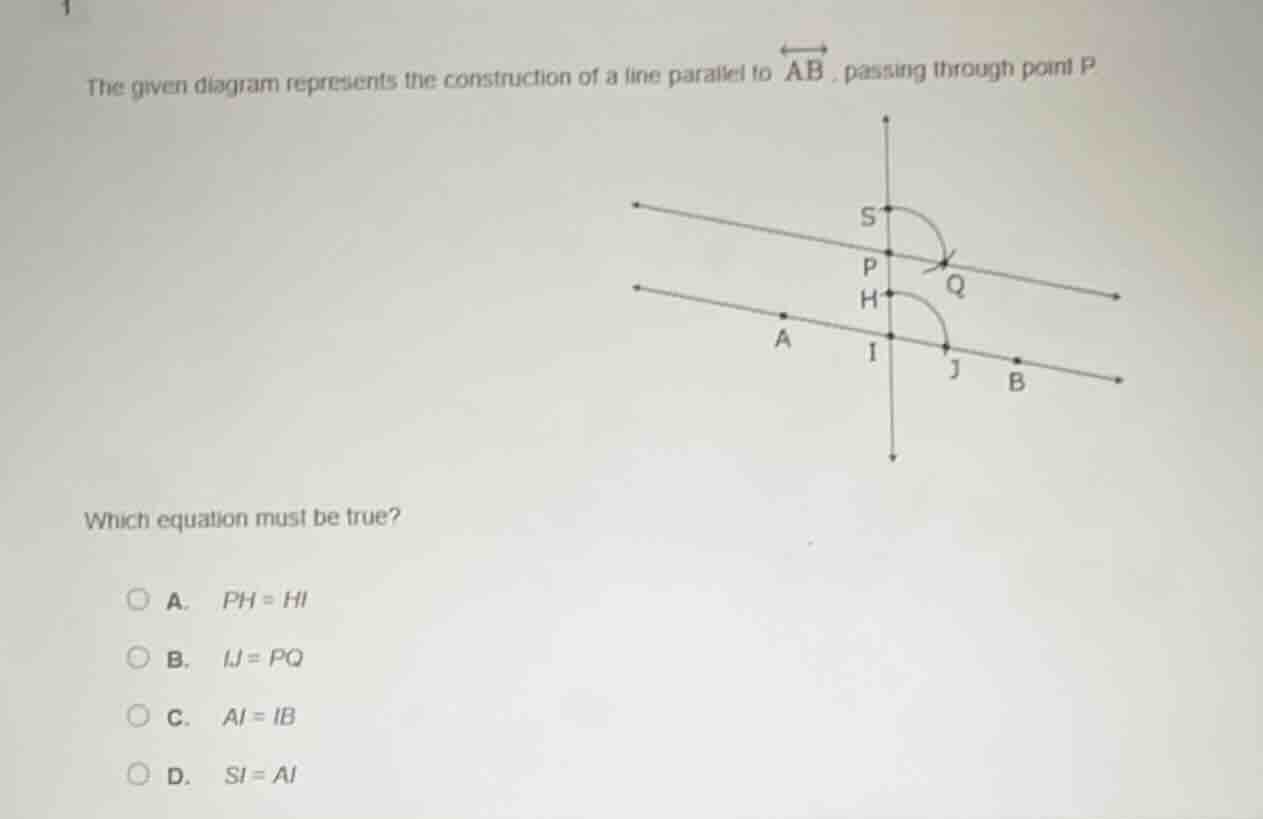 1 the given diagram represents the construction of a line parallel to $…