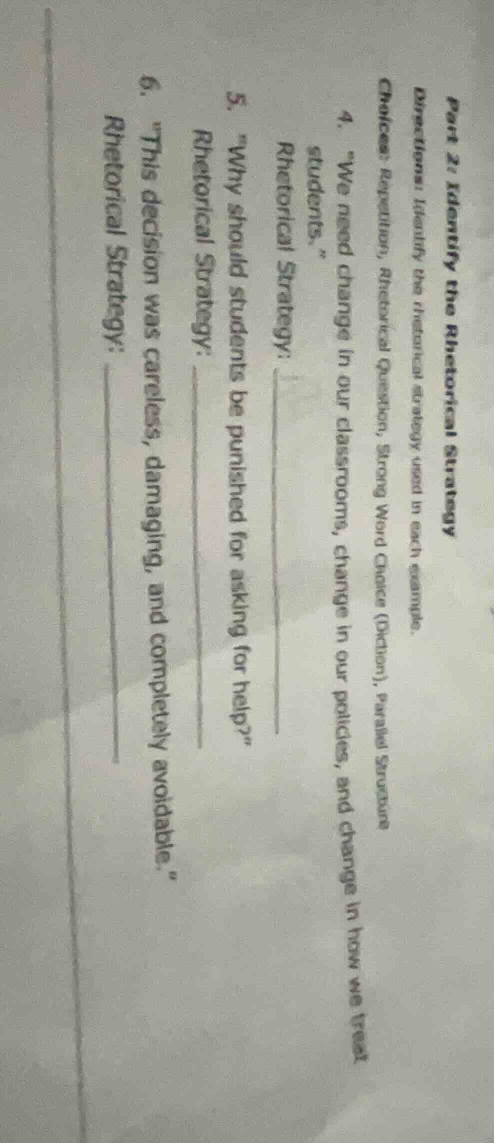 part 2: identify the rhetorical strategy directions: identify the rheto…