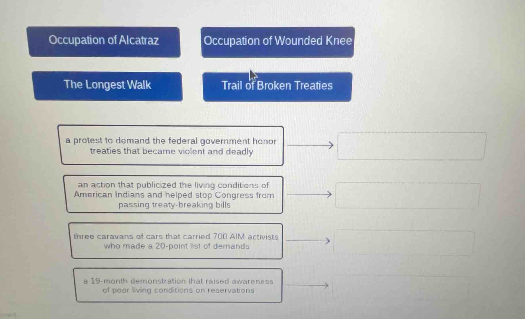 occupation of alcatraz occupation of wounded knee the longest walk trai…