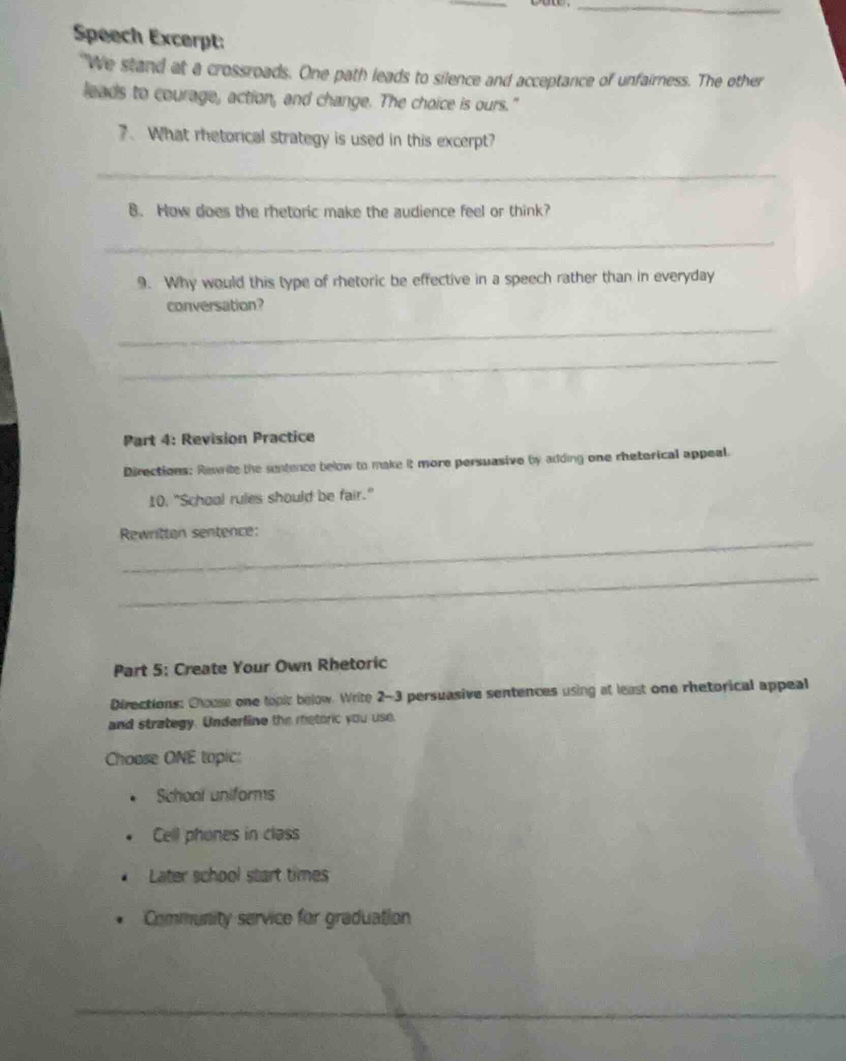 speech excerpt: \we stand at a crossroads. one path leads to silence an…