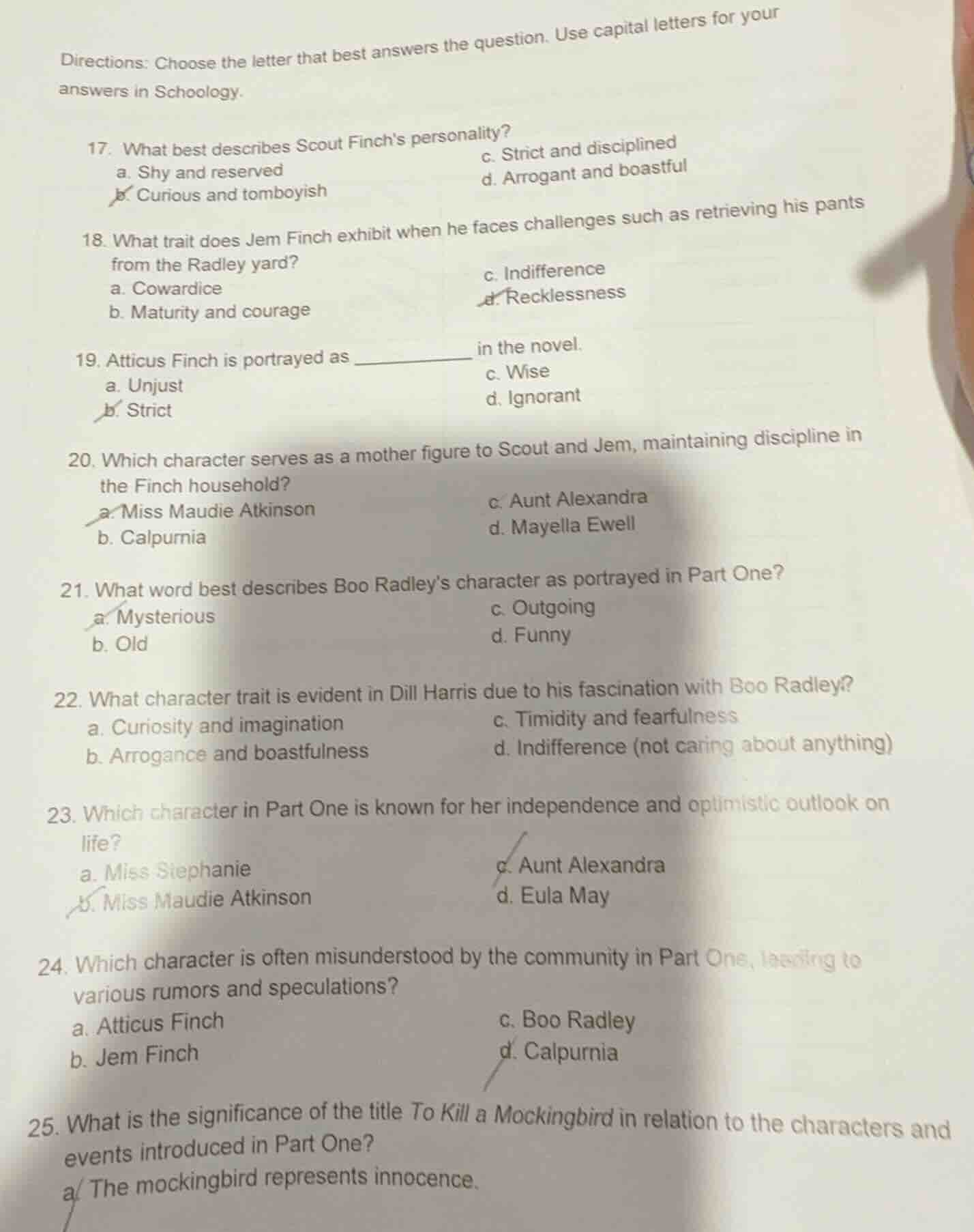 directions: choose the letter that best answers the question. use capit…