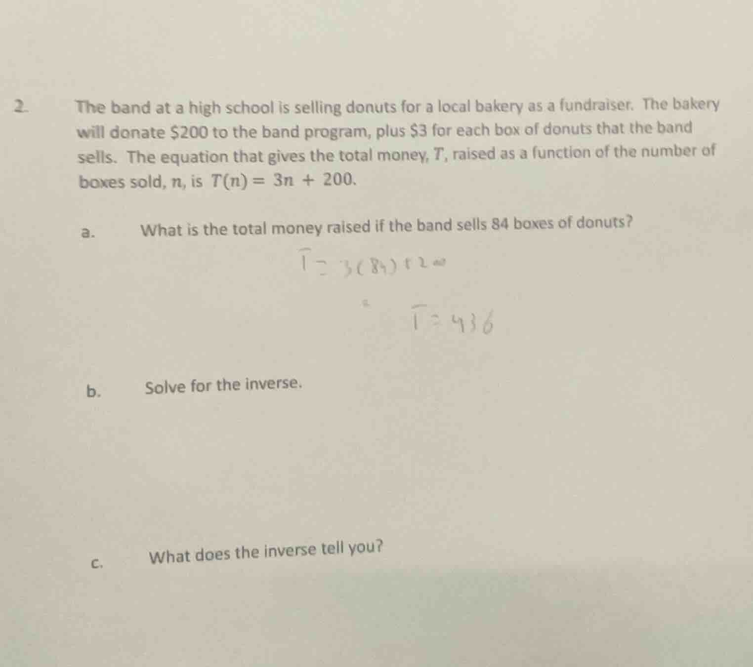 2. the band at a high school is selling donuts for a local bakery as a …