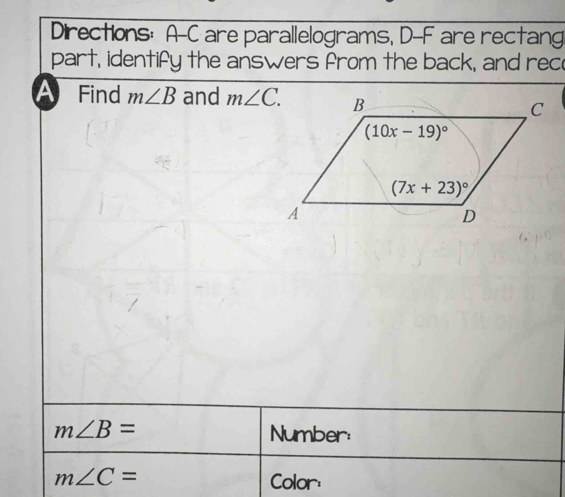 directions: a-c are parallelograms, d-f are rectang part, identify the …