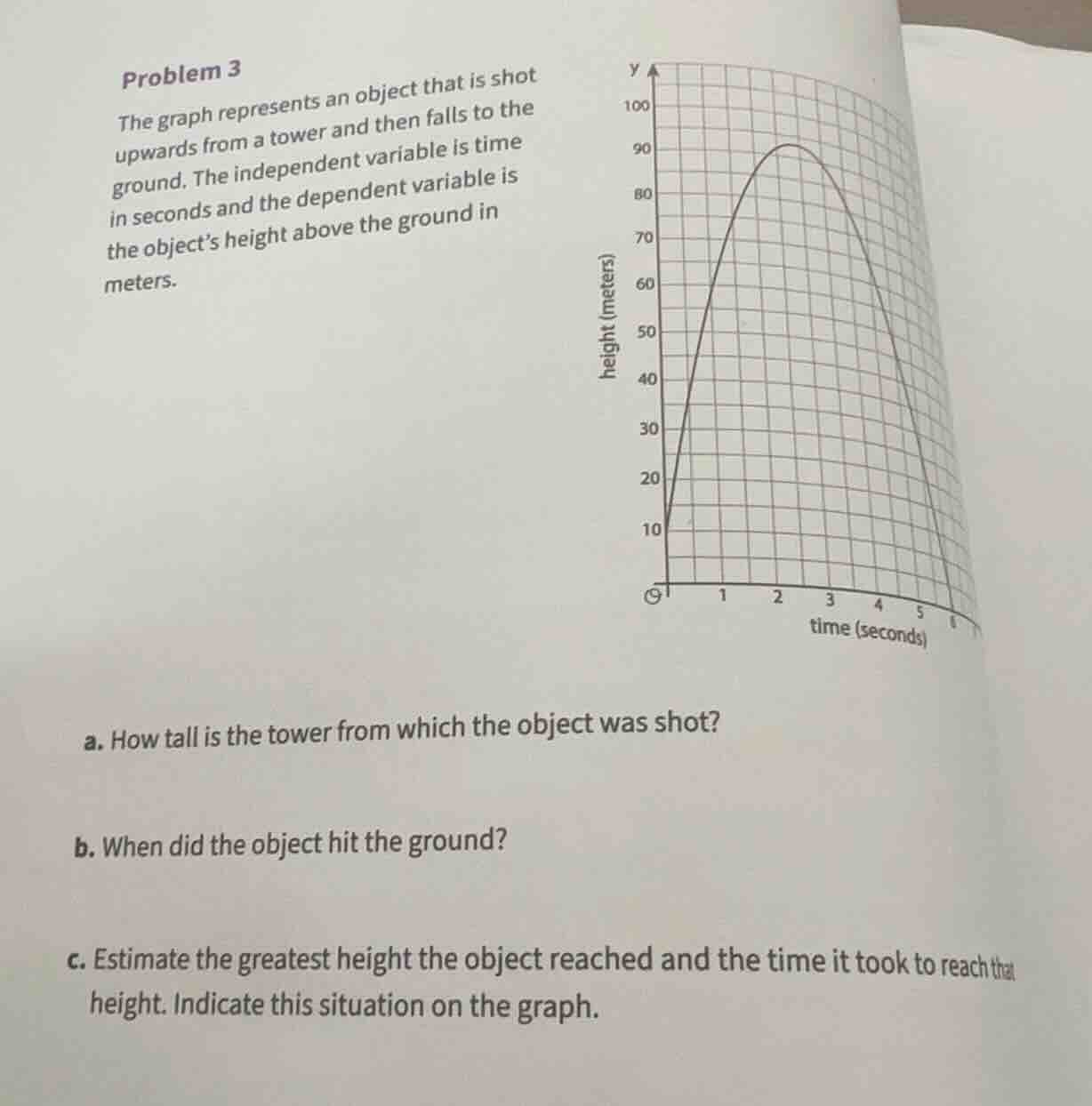 problem 3 the graph represents an object that is shot upwards from a to…