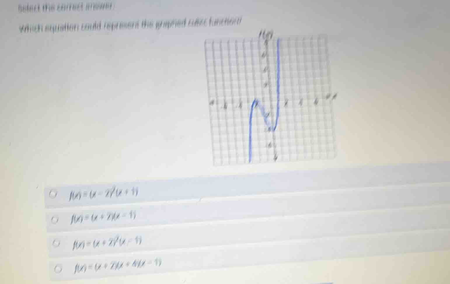 select the correct answer:which equation could represent this graphed c…