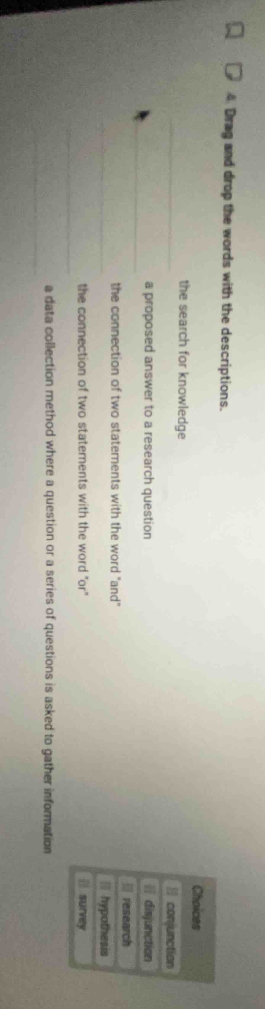 4. drag and drop the words with the descriptions. the search for knowle…