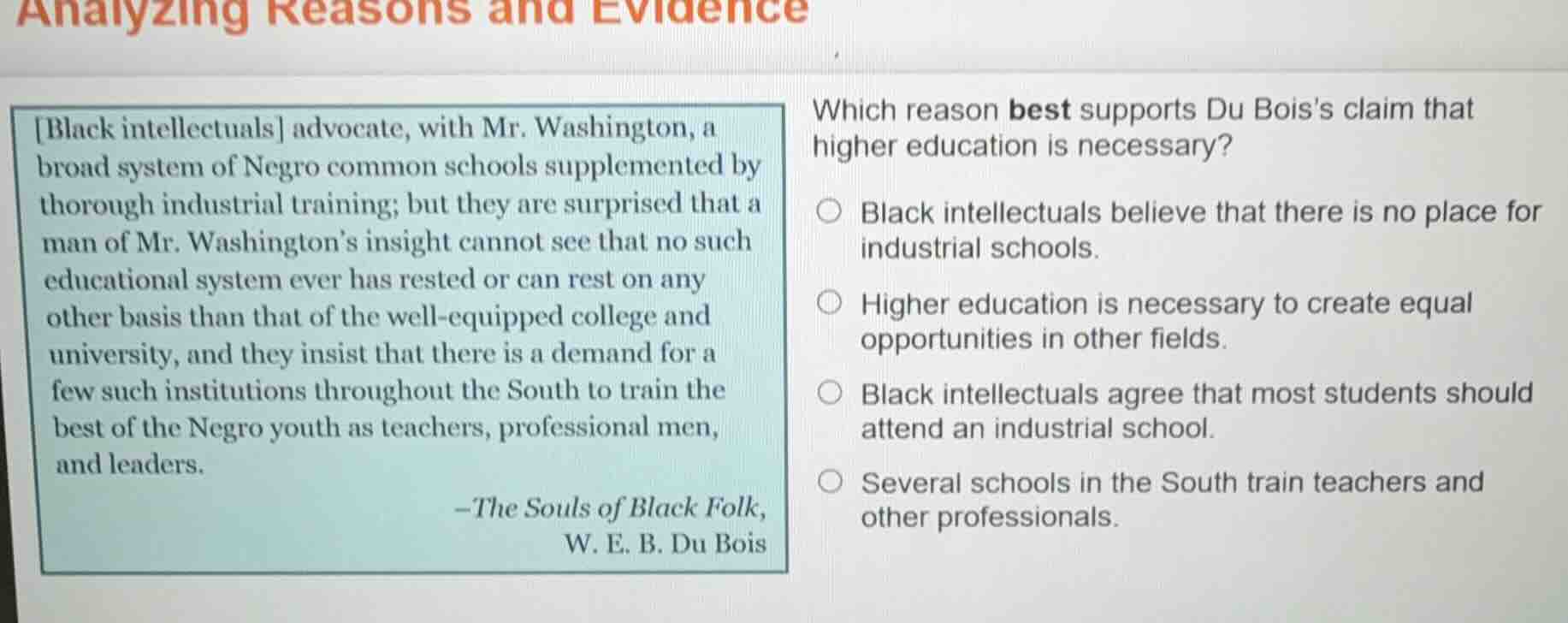 analyzing reasons and evidence black intellectuals advocate, with mr. w…
