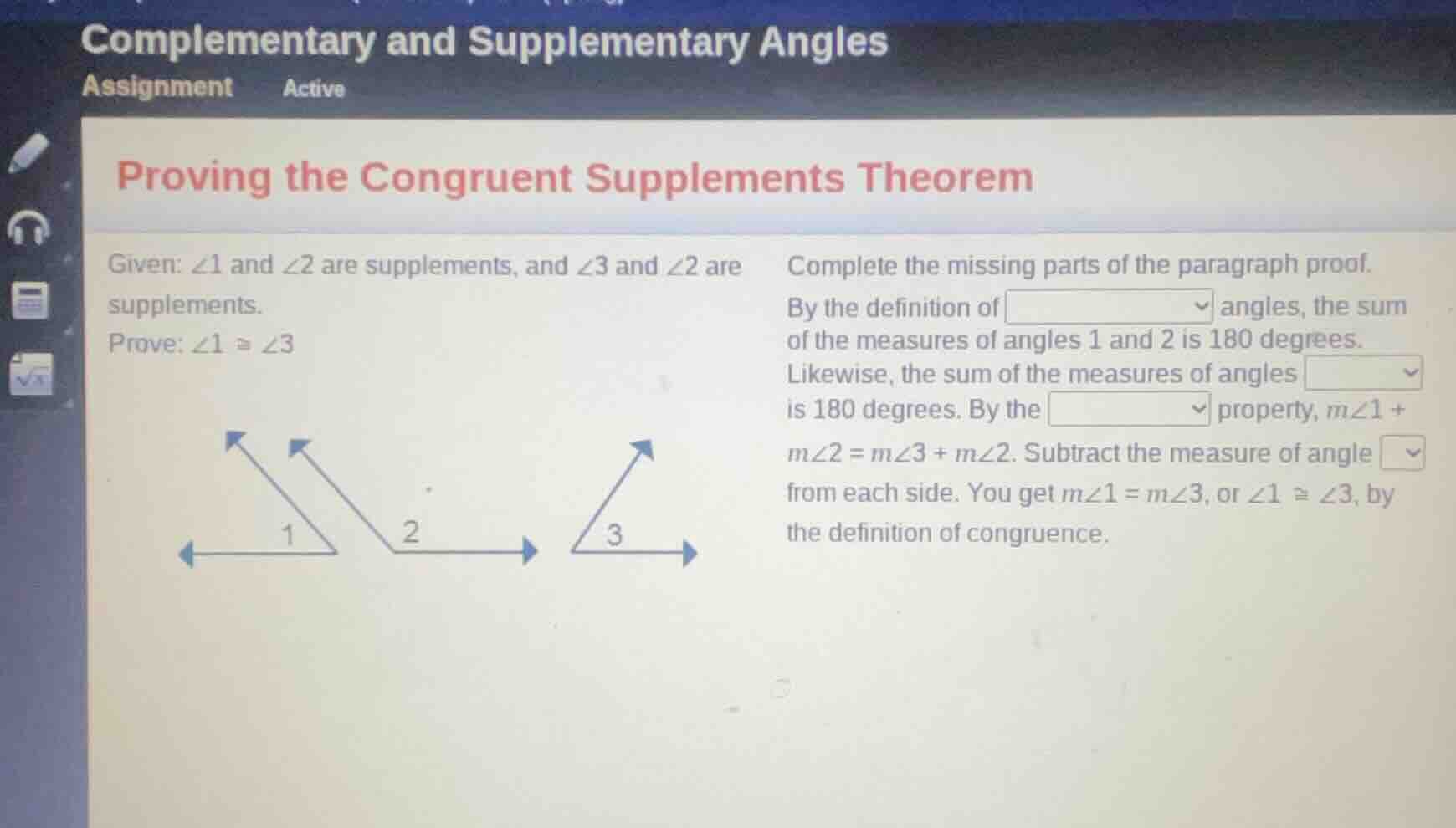 complementary and supplementary angles assignment active proving the co…