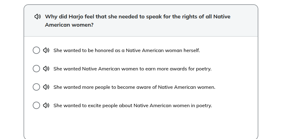 why did harjo feel that she needed to speak for the rights of all nativ…