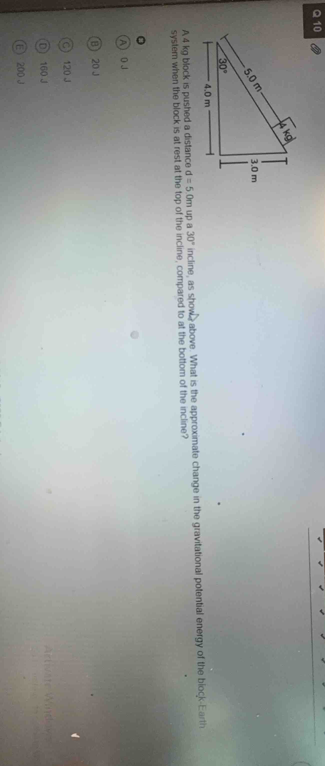 q 10 a 4 kg block is pushed a distance d = 5.0 m up a 30° incline, as s…