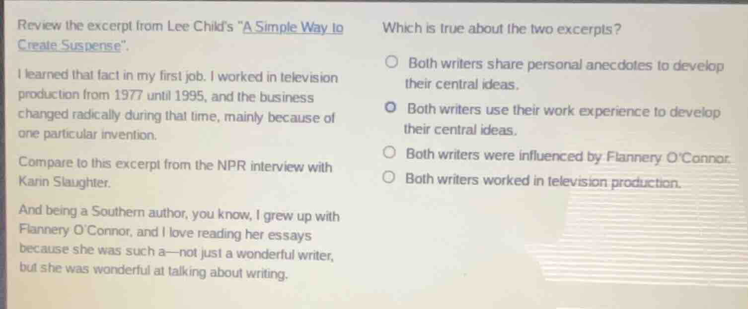 review the excerpt from lee childs \a simple way to create suspense\. i…