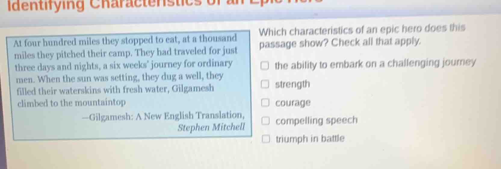 identifying characteristics of an epic hero at four hundred miles they …