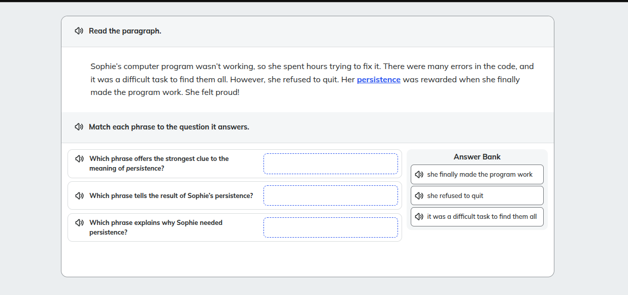 read the paragraph. sophies computer program wasnt working, so she spen…