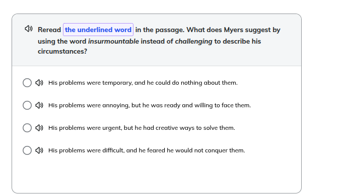 reread the underlined word in the passage. what does myers suggest by u…