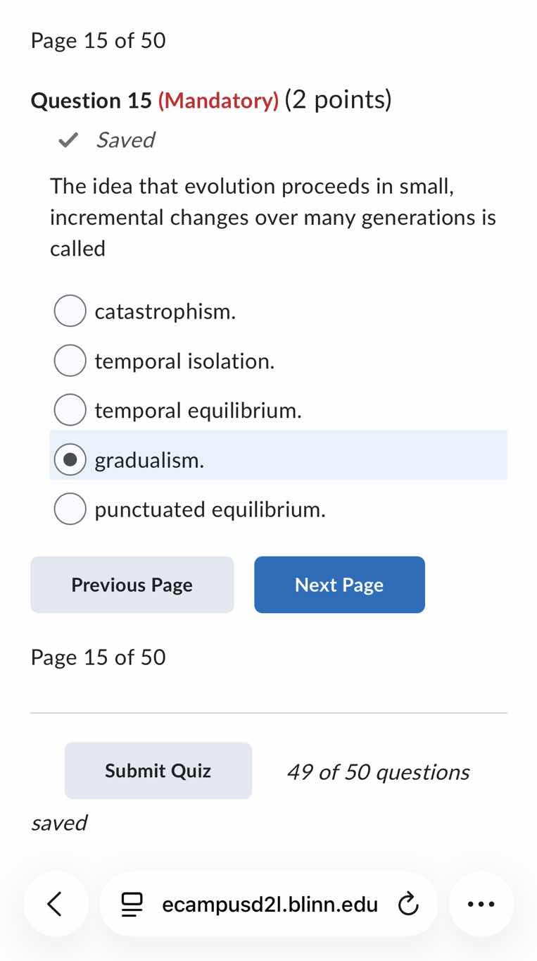 page 15 of 50 question 15 (mandatory) (2 points) ✓ saved the idea that …