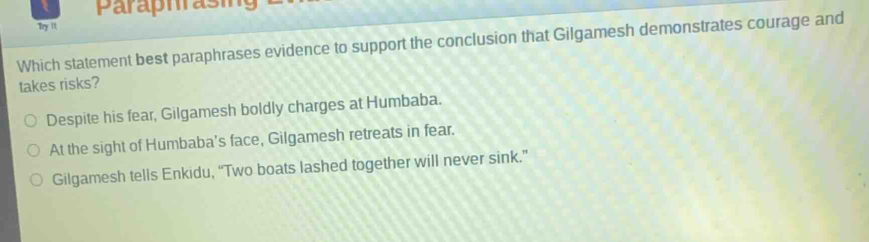 which statement best paraphrases evidence to support the conclusion tha…