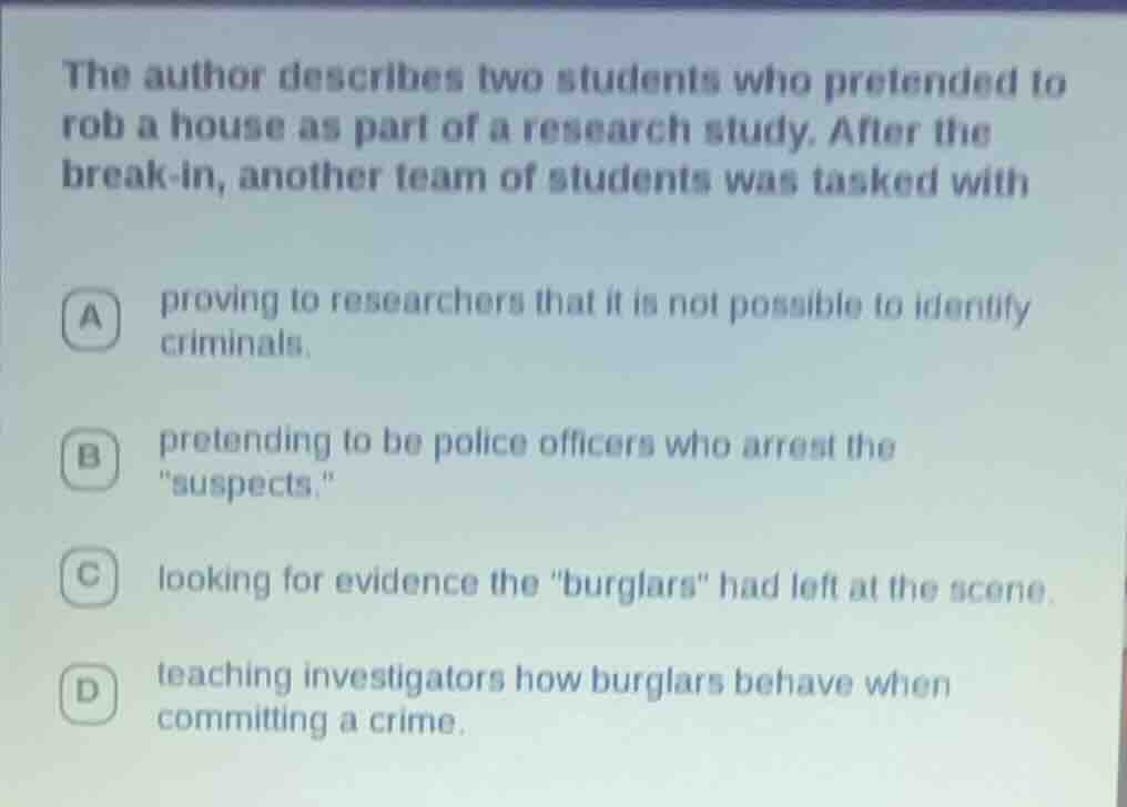 the author describes two students who pretended to rob a house as part …
