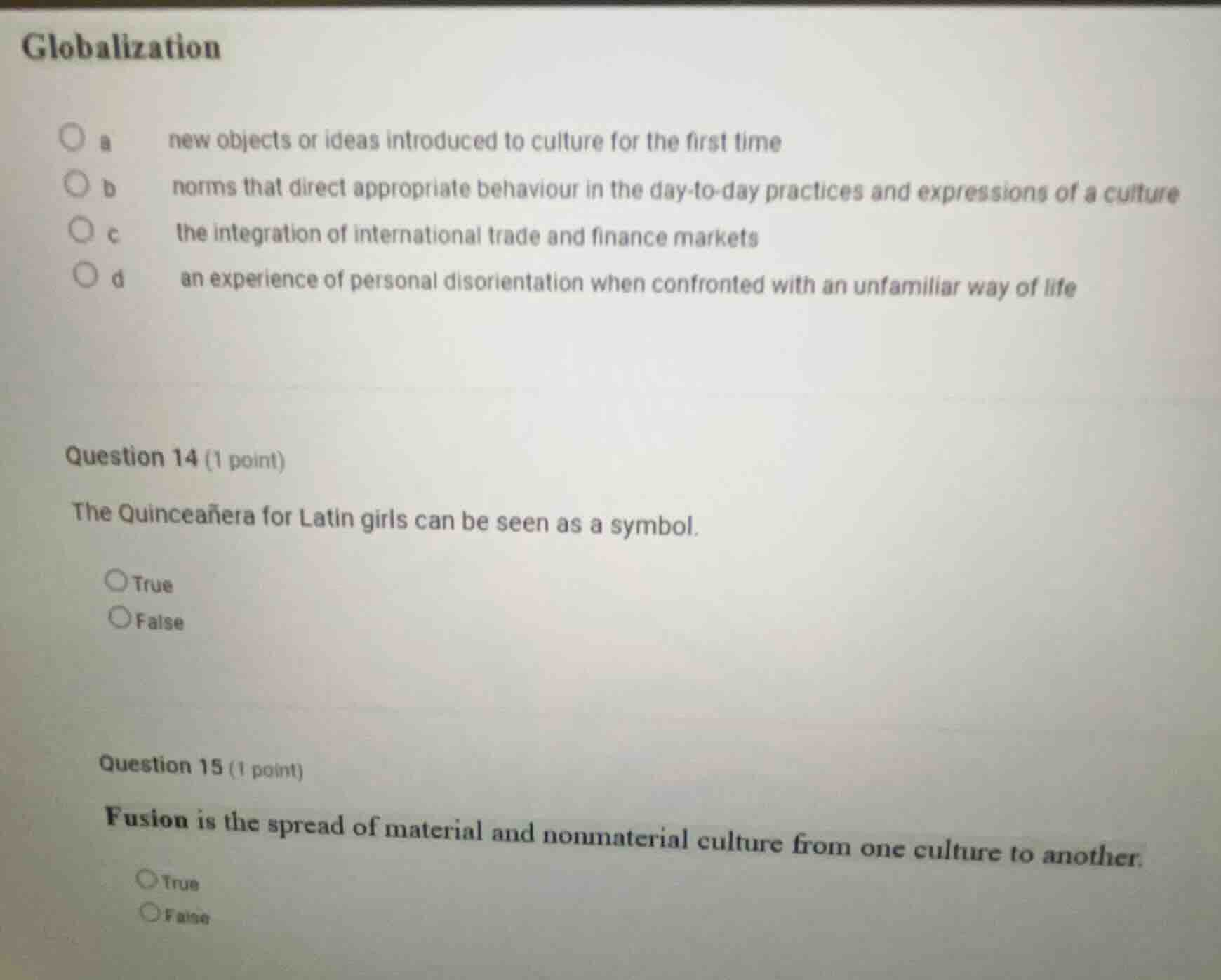 globalization a new objects or ideas introduced to culture for the firs…