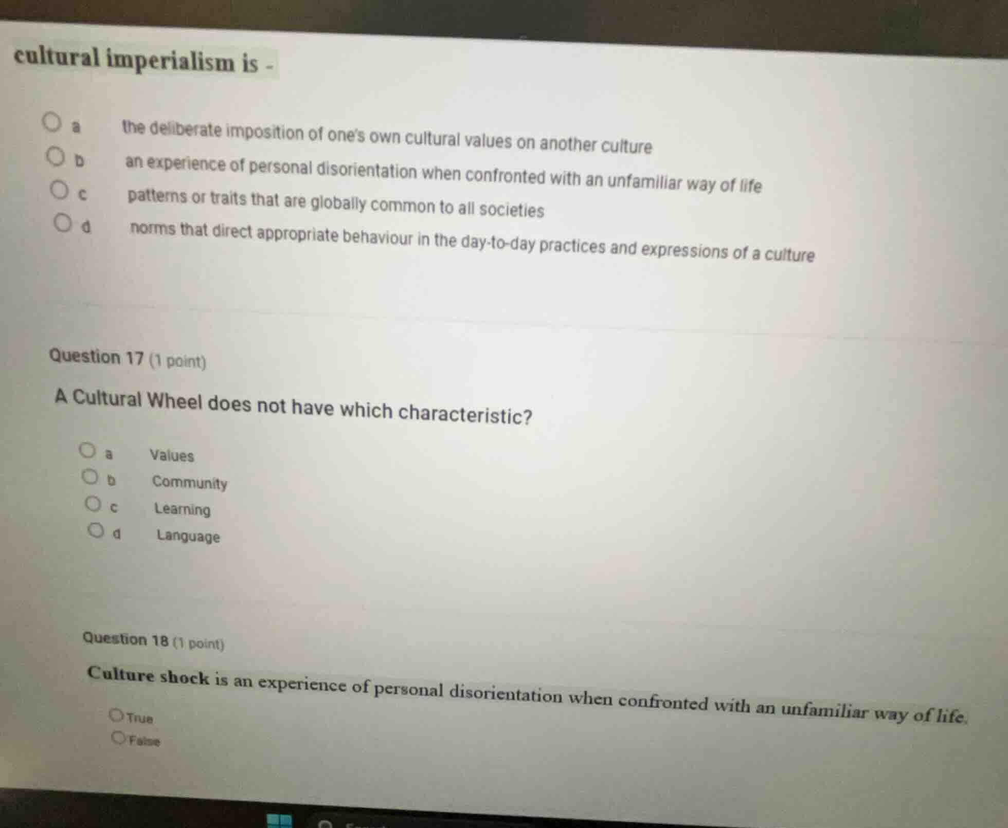 cultural imperialism is - a the deliberate imposition of ones own cultu…