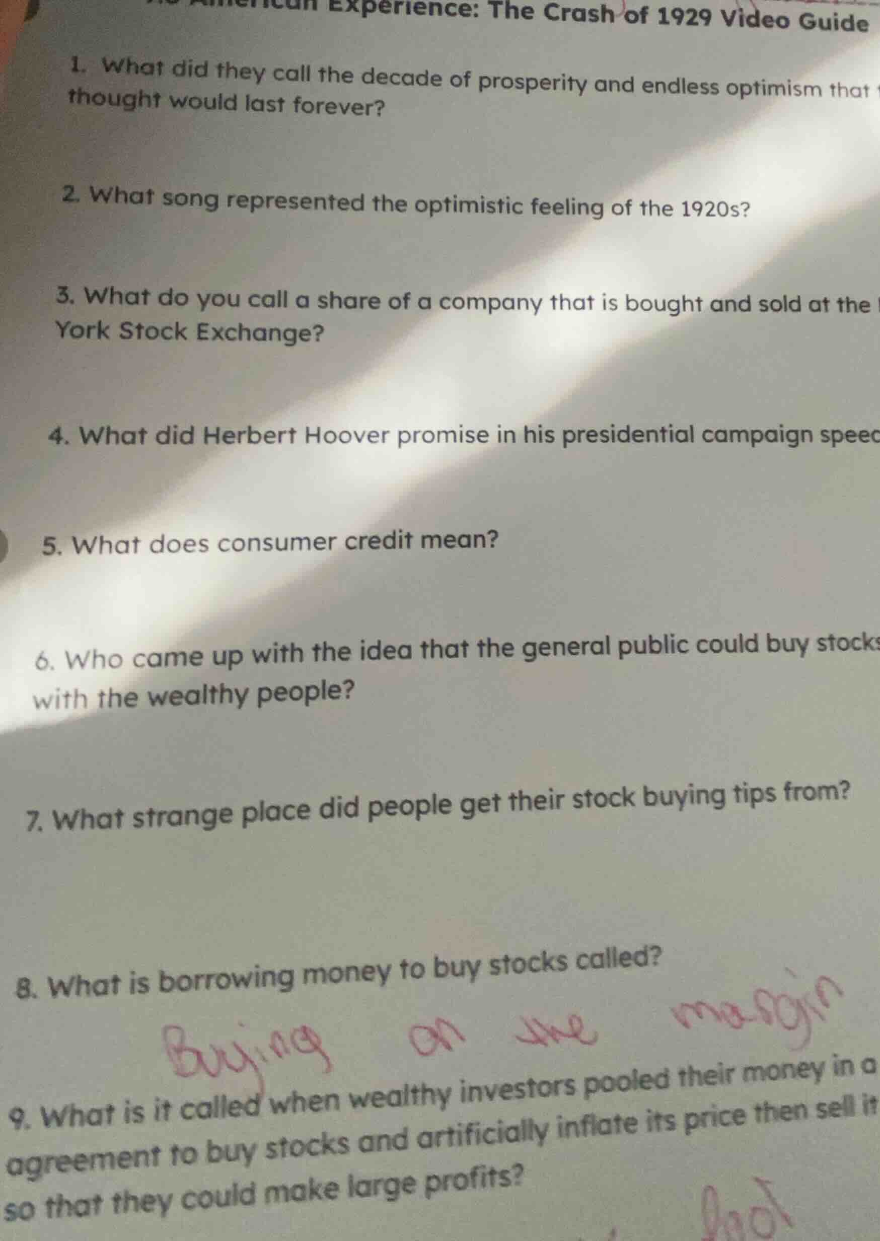 american experience: the crash of 1929 video guide 1. what did they cal…