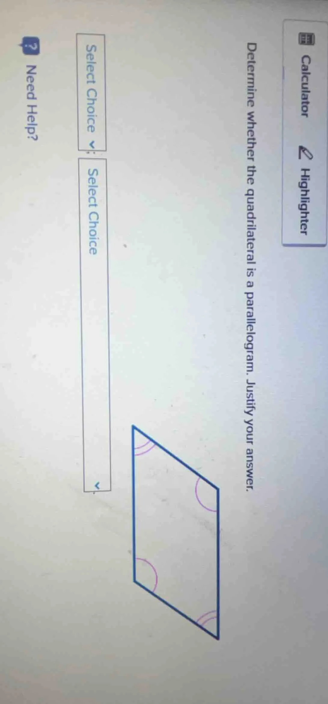 determine whether the quadrilateral is a parallelogram. justify your an…