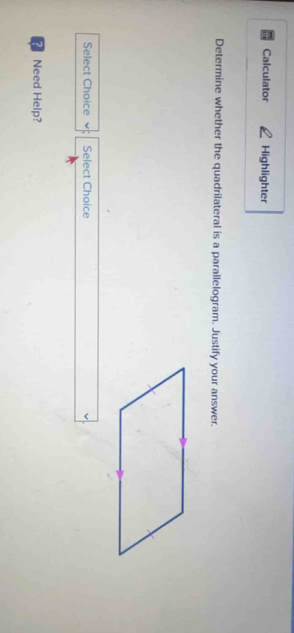 determine whether the quadrilateral is a parallelogram. justify your an…
