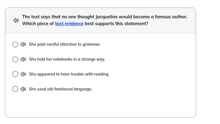 the text says that no one thought jacqueline would become a famous auth…