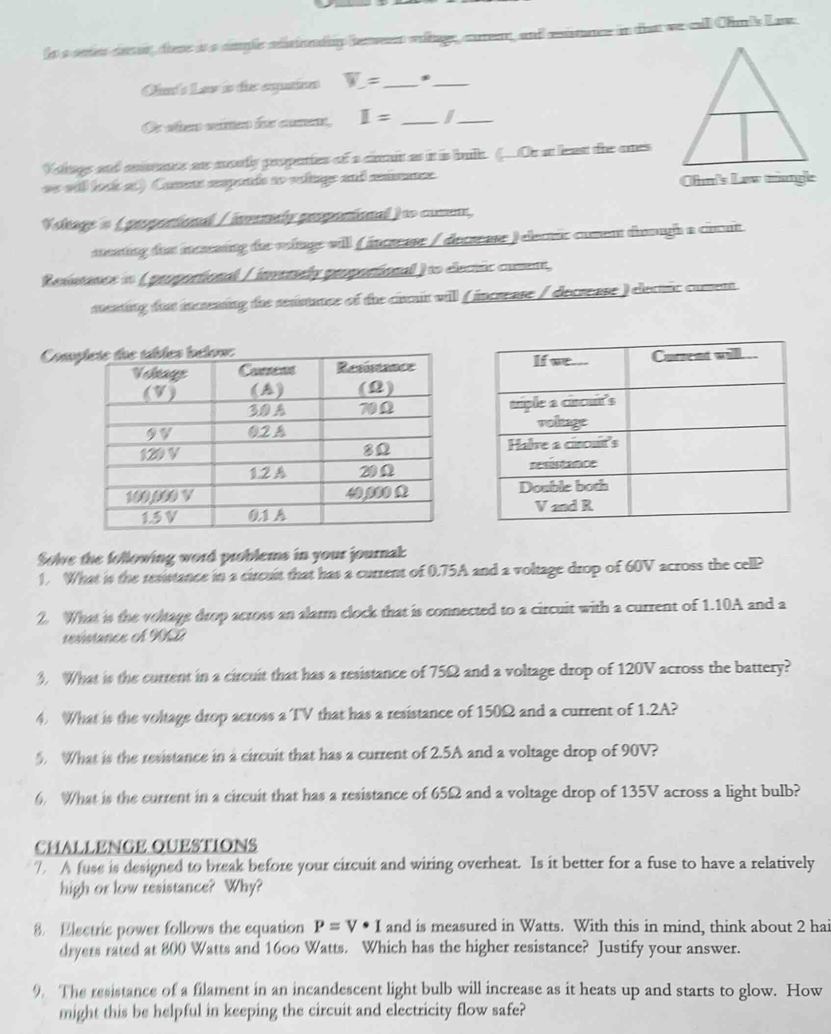 in a series circuit, there is a simple relationship between voltage, cu…
