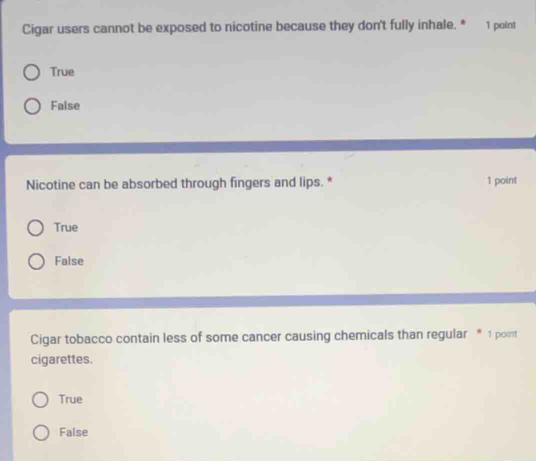 1 point cigar users cannot be exposed to nicotine because they dont ful…