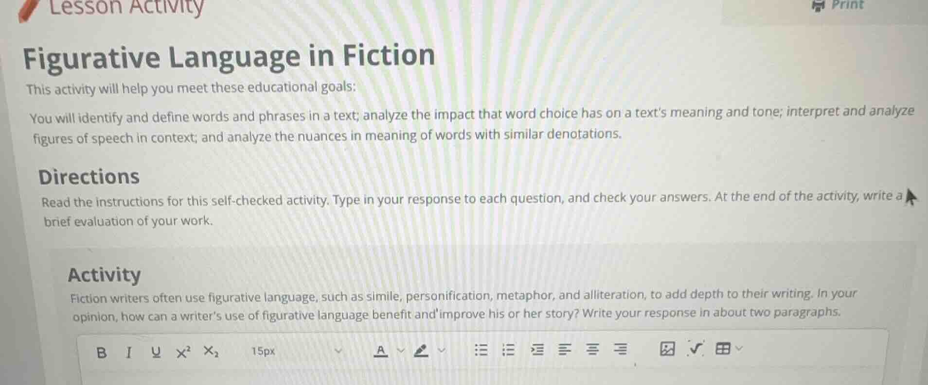 lesson activityprintfigurative language in fictionthis activity will he…