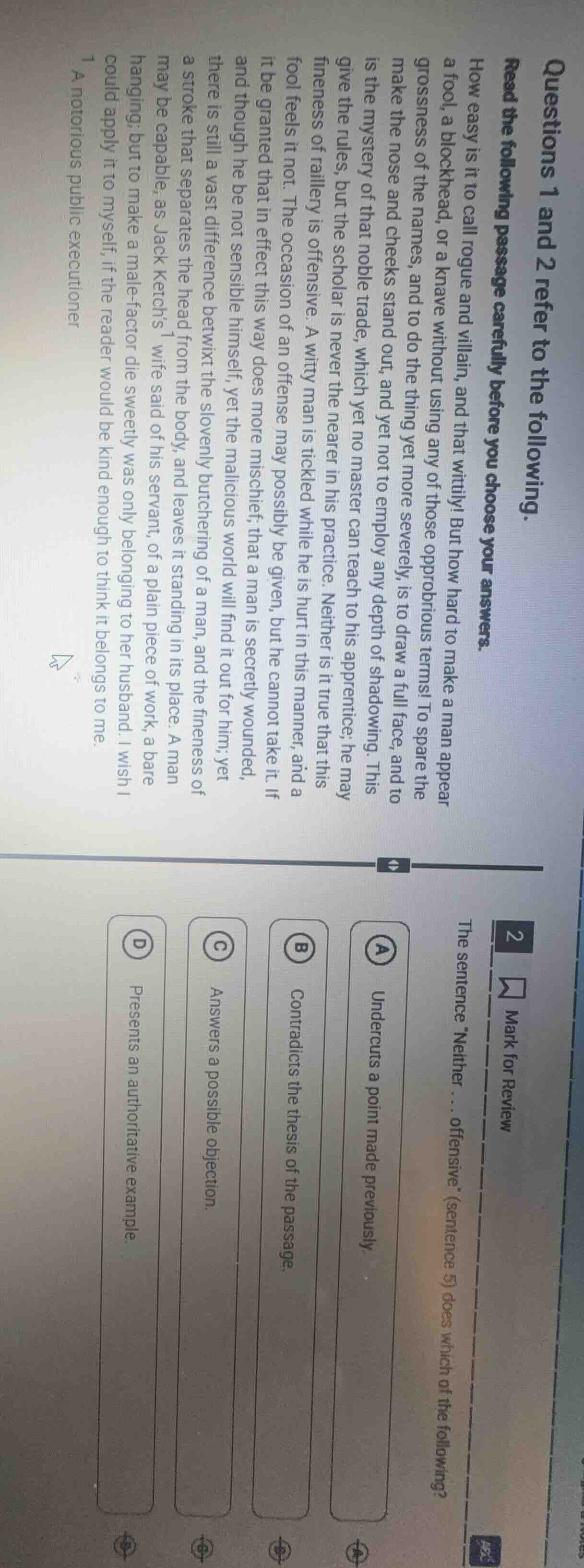 questions 1 and 2 refer to the following.read the following passage car…