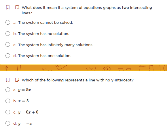 what does it mean if a system of equations graphs as two intersecting l…