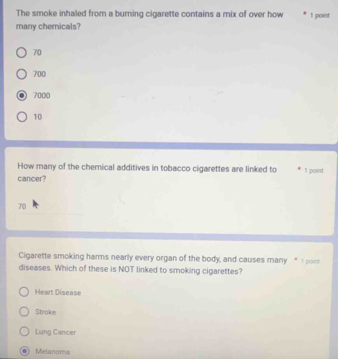 1 pointthe smoke inhaled from a burning cigarette contains a mix of ove…