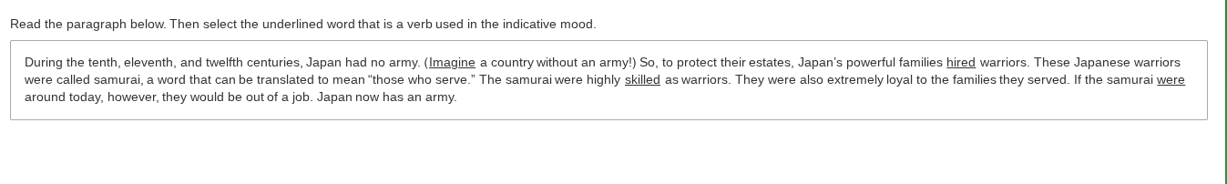 read the paragraph below. then select the underlined word that is a ver…