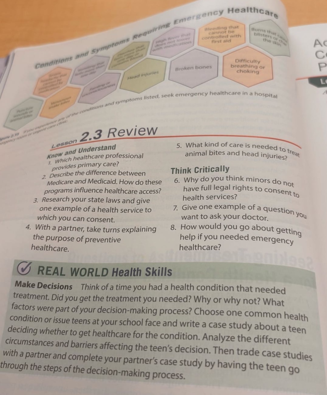 conditions and symptoms requiring emergency healthcare if you experienc…