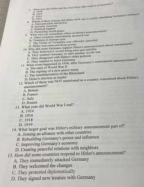 7. what year did hitler and the nazi party take control of germany?a. 1…