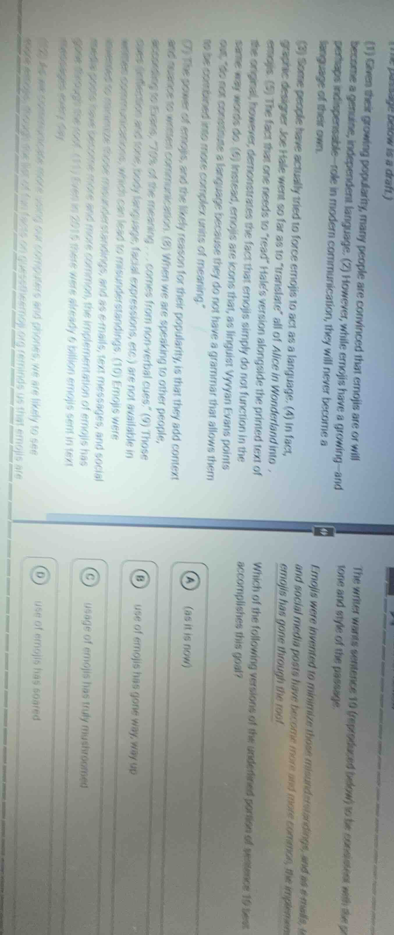 (the passage below is a draft.)(1) given their growing popularity, many…