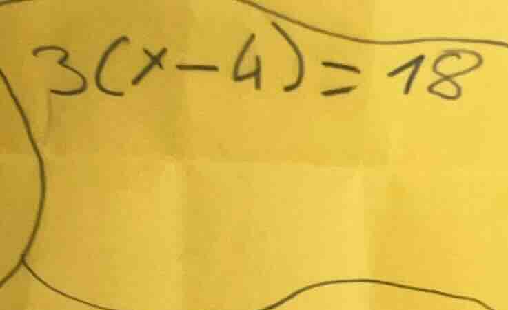 $3(x-4)=18$