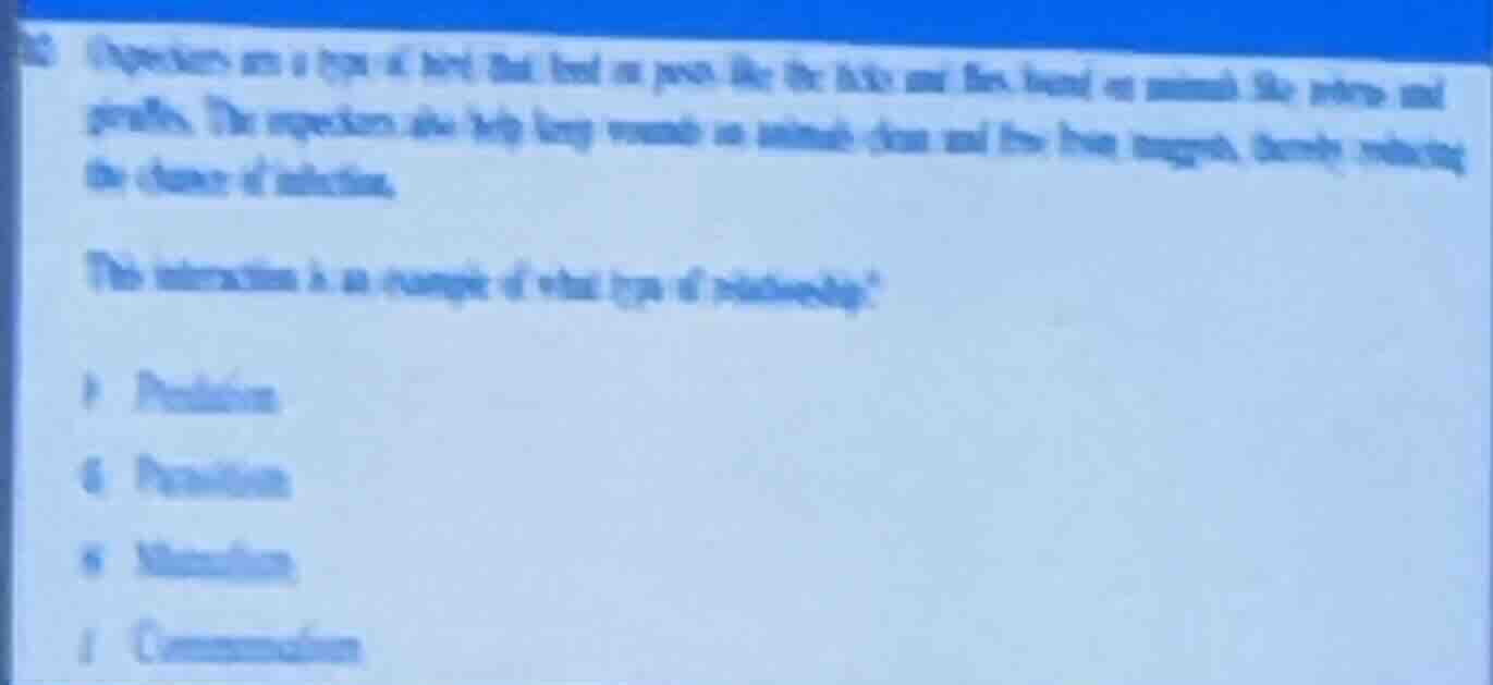 oxpeckers are a type of bird that feed on pests, like the ticks and fle…